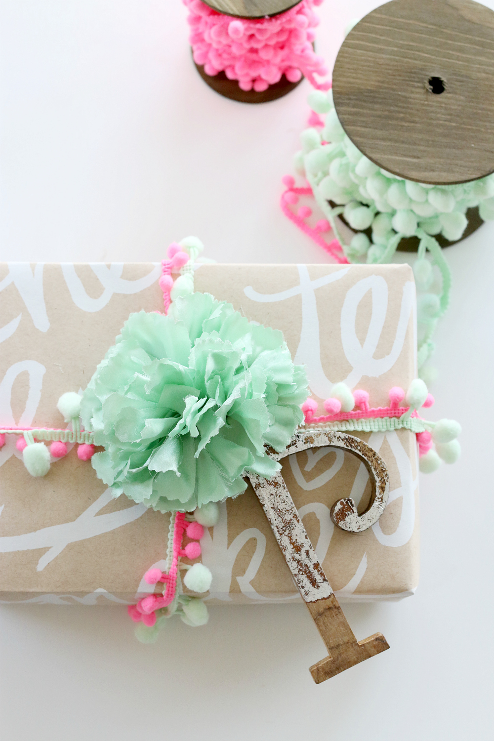 gift wrapping pom poms 
