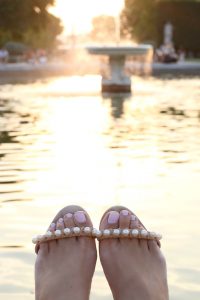 Paris Tuileries Garden Fountain Pearl Sandals