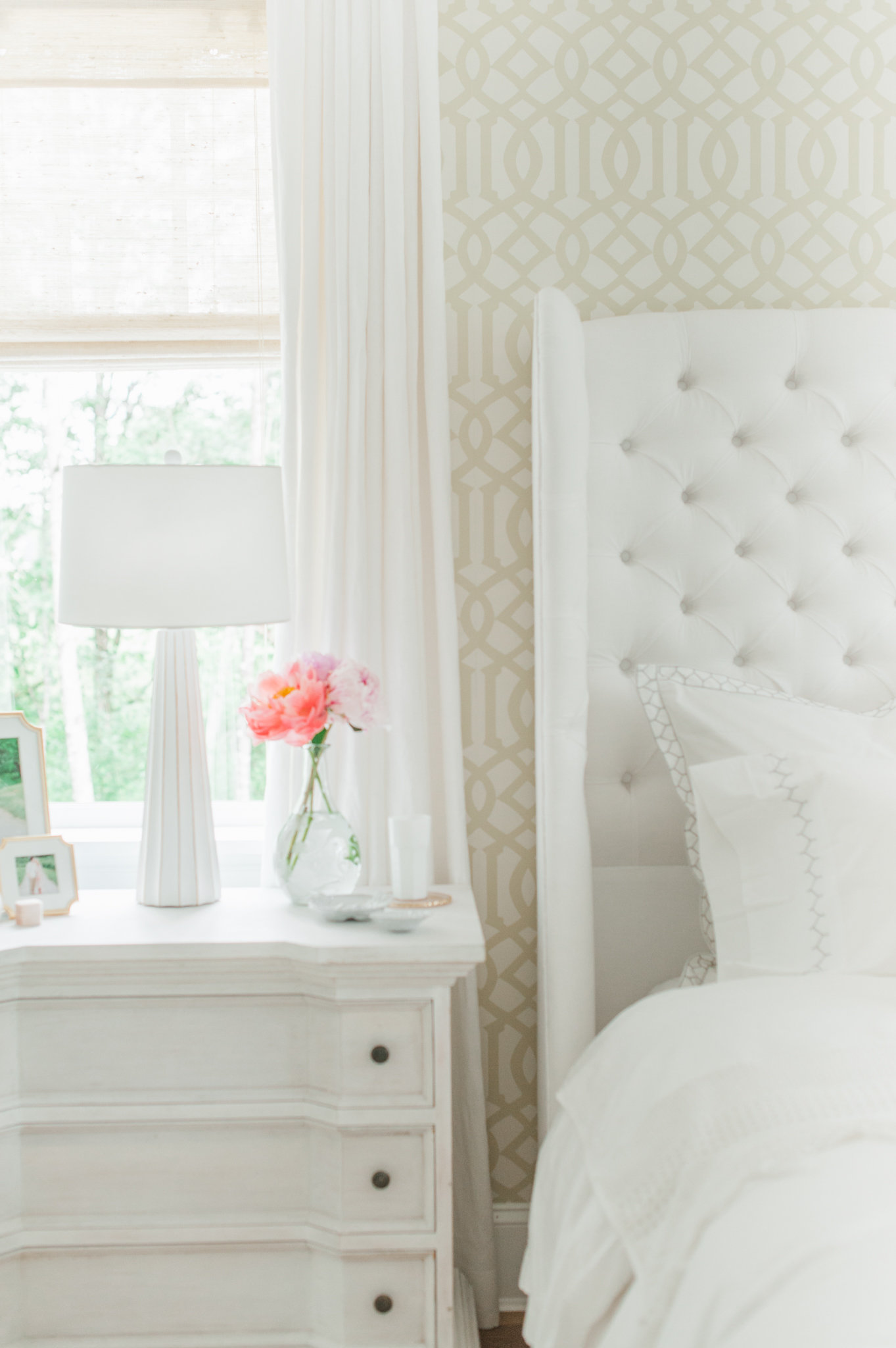 Master Bedroom Wallpaper Cross Design White MH Home Monika Hibbs