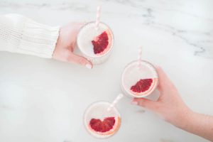 Blood Orange Smoothie drinks with straws