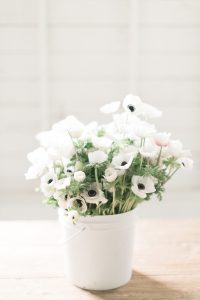 white flowers in white vase