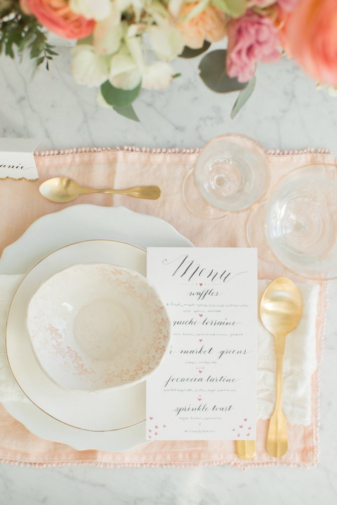 Place setting with menu card