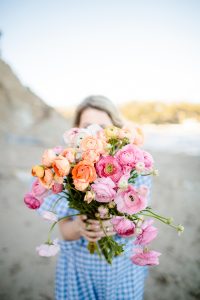 Monika Hibbs holding flowers