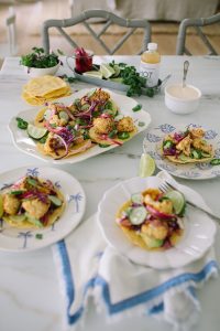 crispy cauliflower tostadas and the ingredients