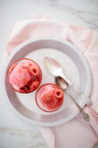 raspberries topping ice cream