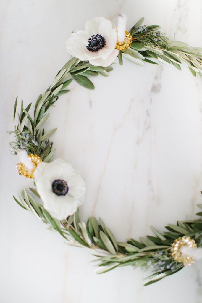 Olive wreath with candles