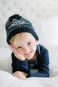 toddler boy with holiday toque