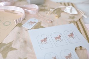 deer tag printables with necklace and ribbon