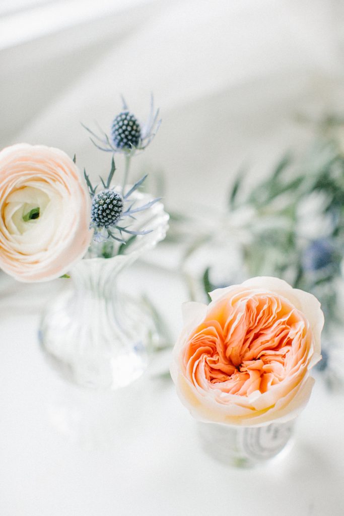 bud vases with florals