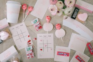 printable valentines cards flat lay
