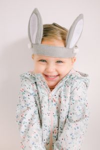 little girl with felt bunny ears