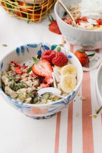 floral bowl with pretty oats