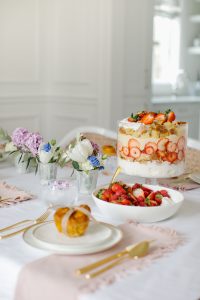 strawberry truffle on pretty spring table