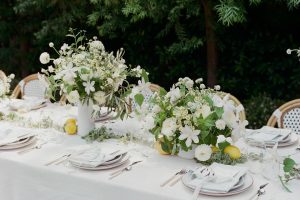 white floral centrepiece on table