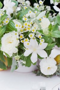 close up of white floral arrangement