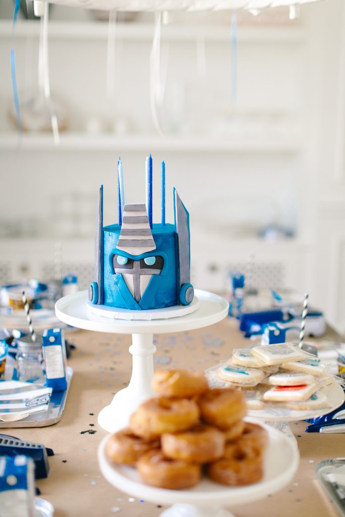 blue transformers birthday cake