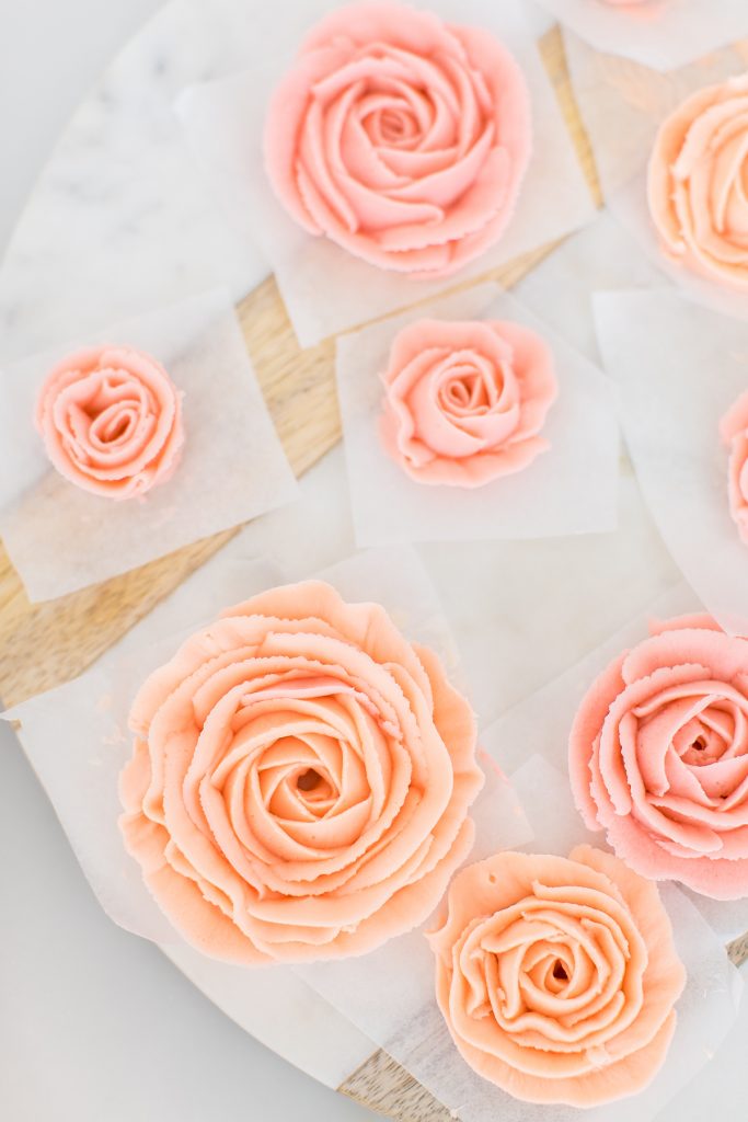 pink and blush buttercream roses