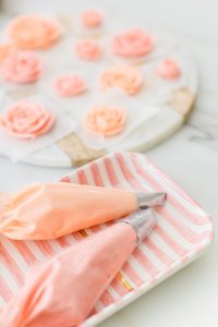 buttercream roses in pink and blush
