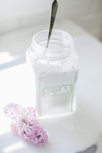 sugar jar with lilacs