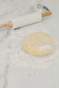 scone dough being rolled out