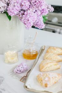 Scones with lilacs and honey