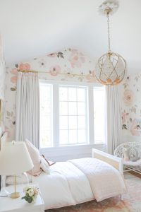 soft pink floral little girls room
