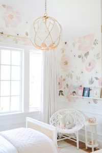 pink and white beaded chandelier little girls room