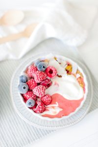 smoothie bowl with yoghurt swirl