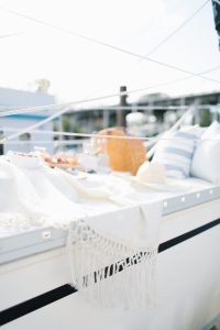 white blanket on sailboat