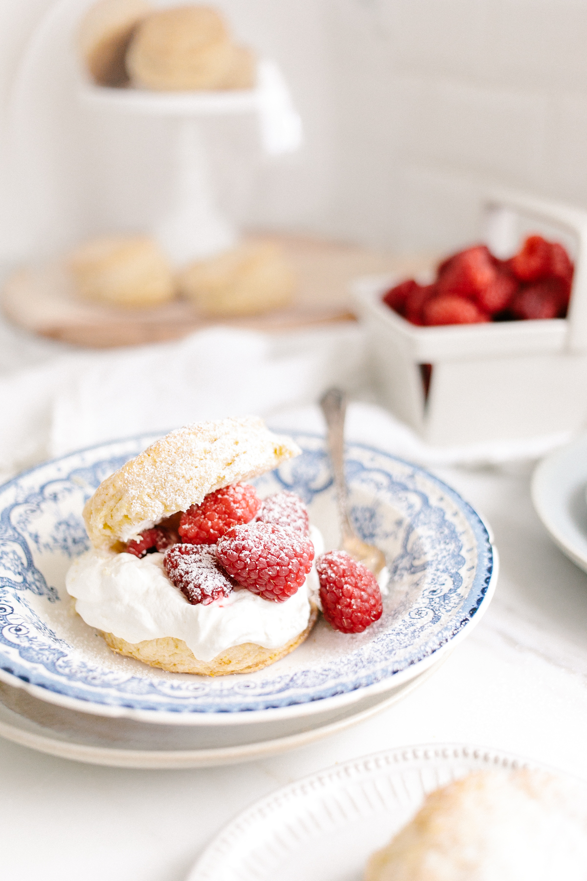 cornmeal shortcake with fresh raspberries and whipped cream