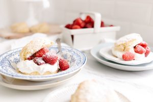 cornmeal shortcakes with raspberries and whipped cream