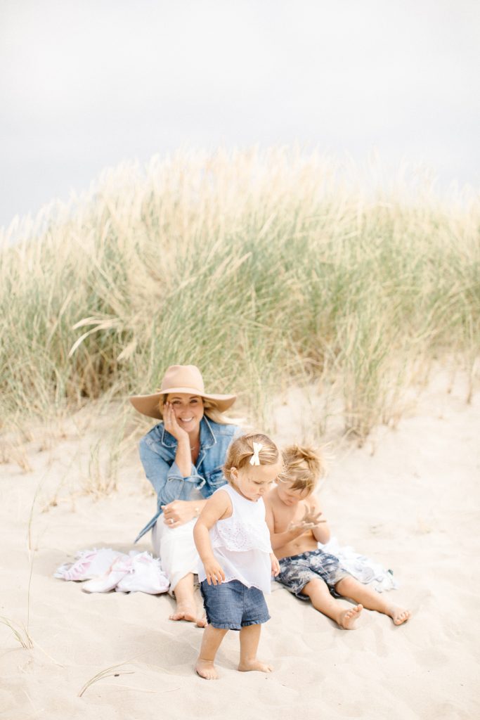 sand dunes and beach with kids