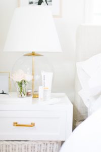 night stand with face products