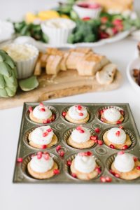 whipped goat cheese and pomegranate bites