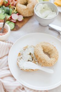 herbed goat cheese on bagel