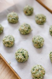 Loaded Green Chicken Meatballs Formed into Balls