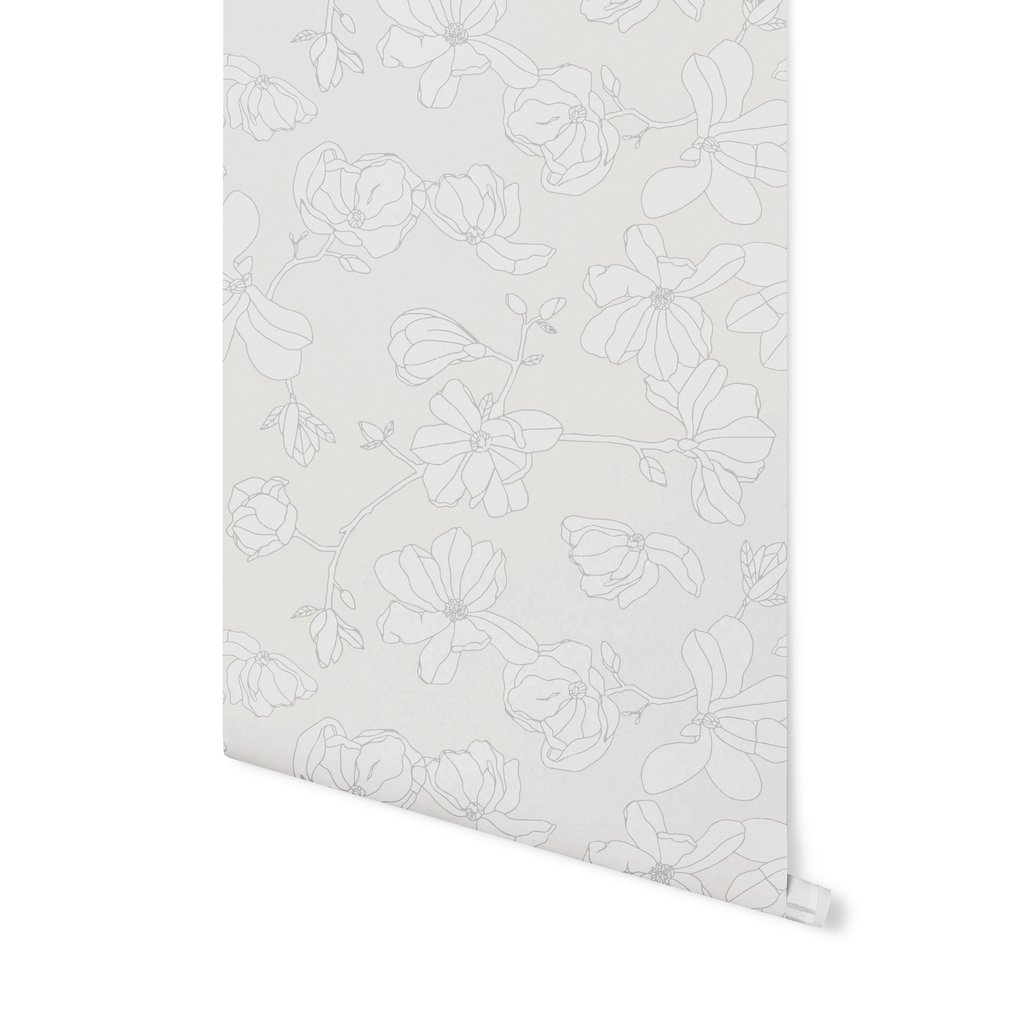 #MHxUrbanWalls Magnolia Blooms Wallpaper in Grey