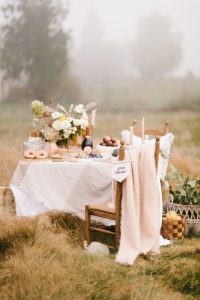Cute table set up in a field
