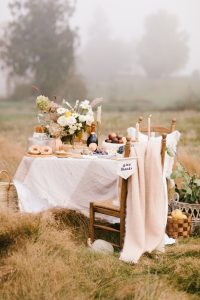 Cute table set up in a field