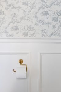 Gold Toilet Paper Holder & Toile De Fleurs Wallpaper