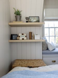 styled floating shelves